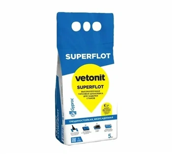 Шпаклевка Ветонит Суперфлот Vetonit SUPERFLOT гипсовая  для стыков, 5 кг