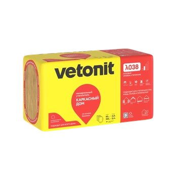 Утеплитель Vetonit Ветонит Каркасный дом 1000х600, 50 мм 8пл/4.8м2 0,24м3