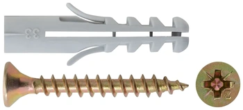 Крепление для плинтусов.Комплект: дюбель с шурупом 6х30/4х30 (фасовка 12 10)