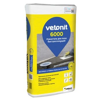Ветонит (vetonit) 6000 Супербыстротвердеющий ровнитель для пола, 25 кг