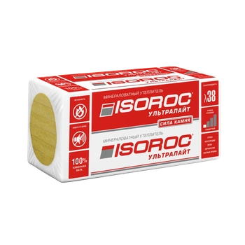 Утеплитель ISOROC Изорок Ультралайт (33кг/м3) 1200х600, 120 мм 3пл/2,16м2 0,2592м3