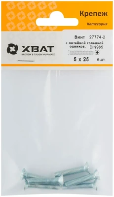 Винт с потайной головкой с полной резьбой оцинкованный DIN 965 5х25 6 10.(фасовка)