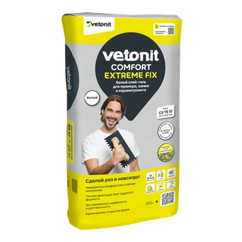 Ветонит (vetonit) comfort extreme fix Белый клей-гель для мрамора, камня и керамогранита, 20 кг