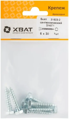 Болт сантехнический DIN 571 6/30 ( фасовка 7 10 )