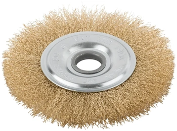 Корщетка дисковая прямая, посадочный диаметр 22,2 мм, стальная латунированная волнистая проволока 15