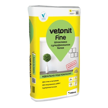 Ветонит (vetonit) fine Шпаклевка суперфинишная белая, 20 кг