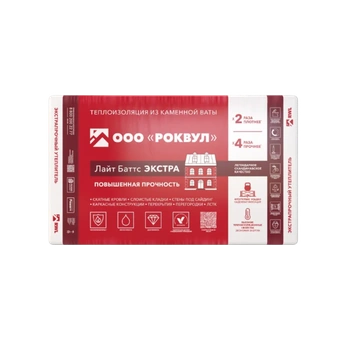 Утеплитель ROCKWOOL Роквул Лайт Баттс Экстра (40-50кг/м3) 1000х600, 50 мм 8пл/4,8м2 0,24м3