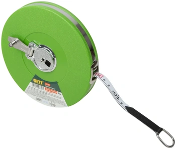 Рулетка, фибергласовая лента, зеленый пластиковый корпус 30 м